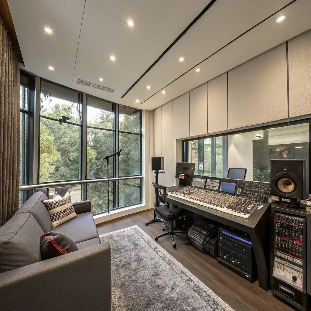 Inside view of a modern recording studio