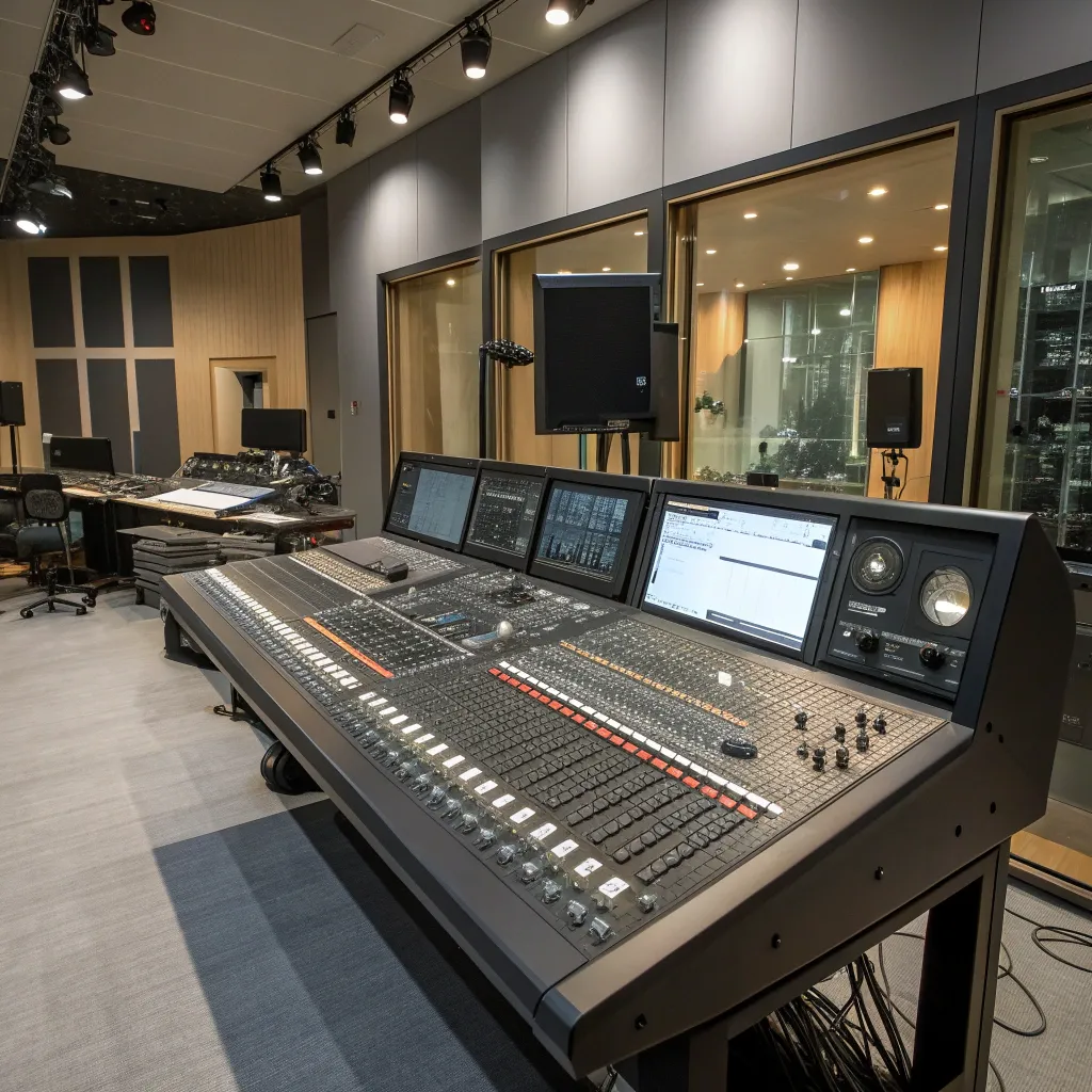 State-of-the-art mixing console in studio