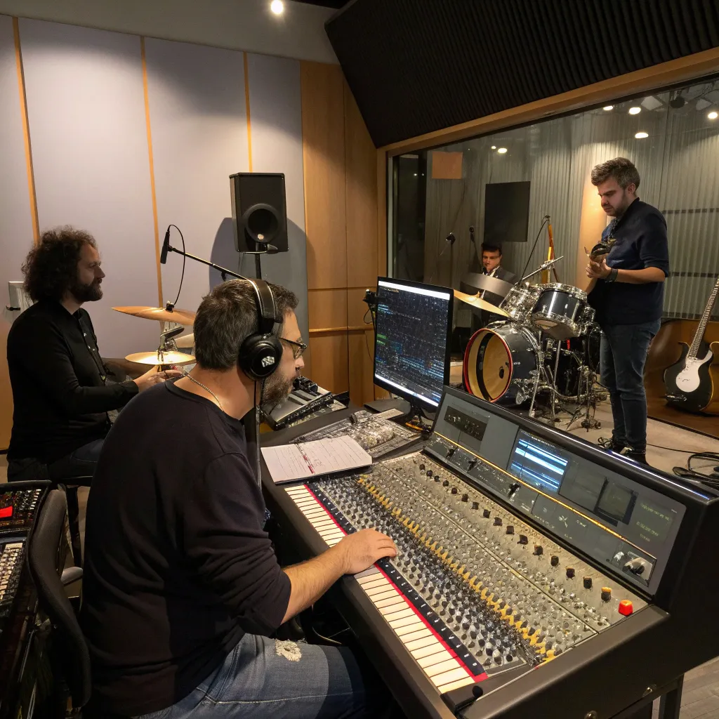 Professional recording session in progress